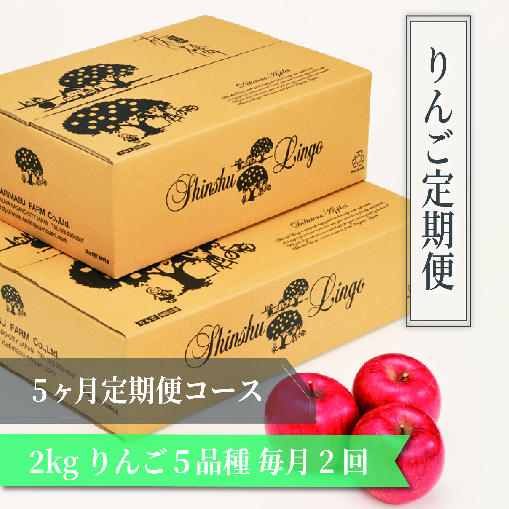 【りんご定期便】5ヶ月定期便コース 2㎏ ５品種 毎月２回